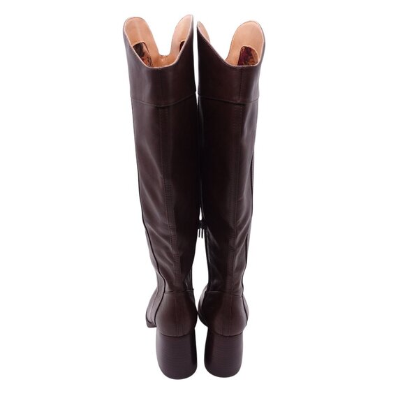 NWOB Korks Scarlet Western Boots Size 7 M Brown Leather Stacked Block Heels - Picture 3 of 7